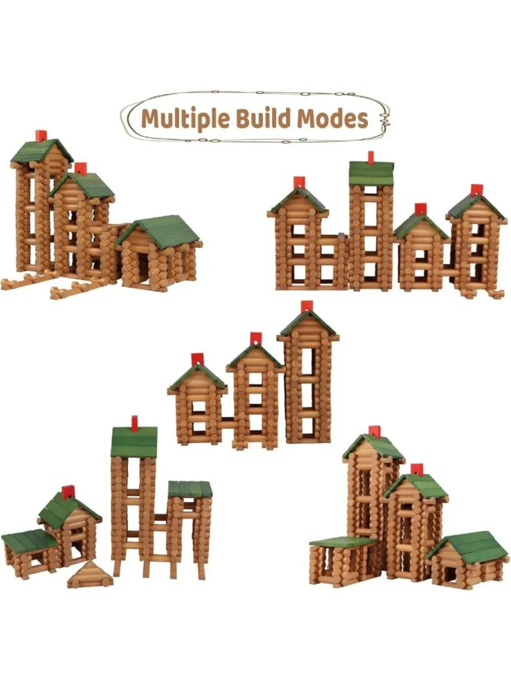 530 Pcs Wooden Building Logs Set for Kids 3+, Creative Construction Toys